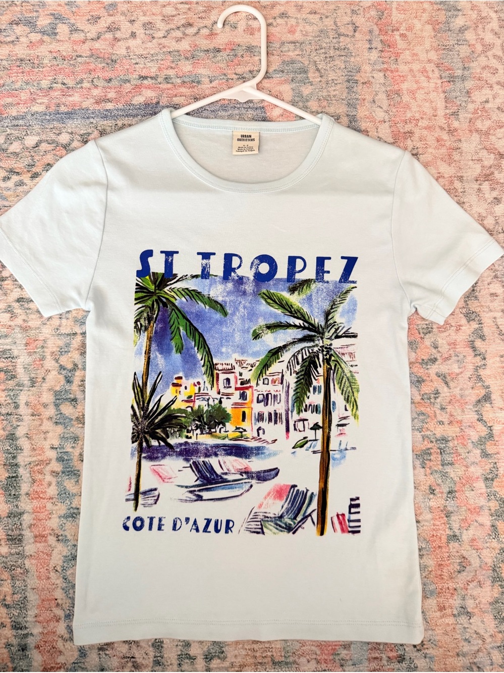 Urban Outfitters St. Tropez Graphic Tee - Light Blue
